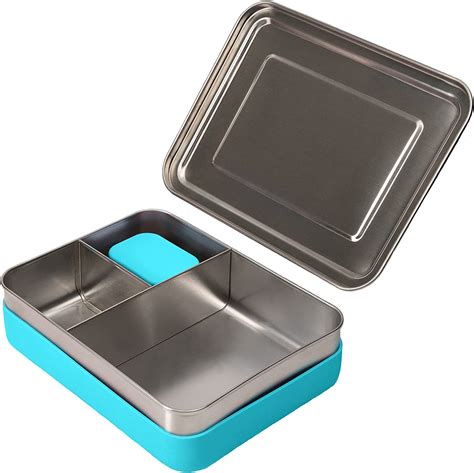 weesprout small stainless steel bento box with silicone sleeve|WeeSprout 18/8 Stainless Steel Bento Box (Compact Lunch Box) .